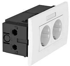 OBO Bettermann SDE-RW D0RW2B Steckdoseneinheit 2-fach - Steckdosen & Zubehör, ideal für waagerechte Geräteinstallation mit praktischem Beschriftungsfeld für einfache Identifikation.