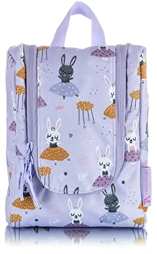 TA Trend Atelier Kinder Kulturtasche aus recyceltem Polyester – nachhaltiger Kulturbeutel/Waschtasche, PFC-frei, wasserabweisend & zum Aufhängen (Ballerina-Lila)