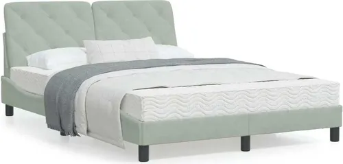 Maison Exclusive Bettgestell Hellgrau 140x200 cm aus Samt mit Kopfteil