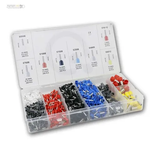 Aderendhülsen Sortiment 1200 Stück Kabel Endhülsen isoliert 0,5mm² - 10mm² Set