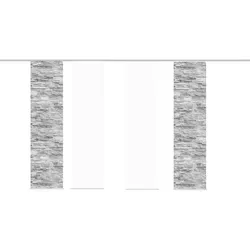 Xxxl Flächenvorhang Wallis, Anthrazit und Weiß, 4-teilig