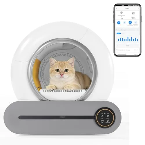 Merax Selbstreinigende Katzentoilette, Automatisches Katzenklo, APP-Steuerung/65L Max Kapazität/Infrarotsensor/eliminiert Geruch/Smart Health Monitor/sichere Kindersicherung, für mehrere Katzen