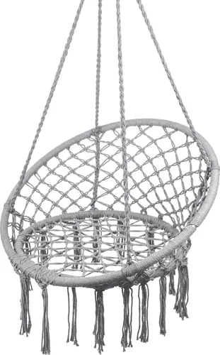 MalTec Hängesessel Hängeschaukel Garten Storchennest Gewebter Sitz Hellgrau Sessel zum Aufhängen bis 150kg Indoor & Outdoor