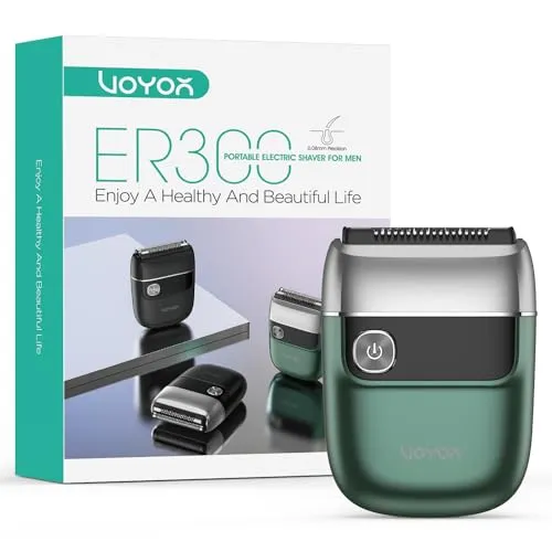 VOYOR Folienrasierer, Tragbarer Rasierer Herren Elektrisch Kabelloser und Wiederaufladbarer Usb Mini Rasierer Zum Rasieren von Bart, Kopf und Gesicht Wet & Dry Ideal Für Reisen ER300 (Grün)