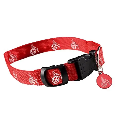 1. FC Köln LED Hundehalsband Gr. L - Rot, Polyester, Mehrstufig einstellbare LEDs, Für große Hunde