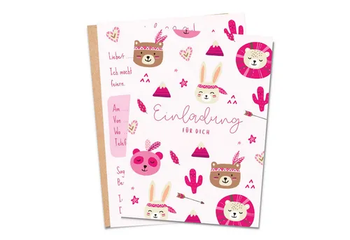 MeinBaby123® Einladungskarten Kindergeburtstag inkl. 10 Umschläge, Kindergeburtstag Jungs und Mädchen, Geburtstagseinladungen Kinder