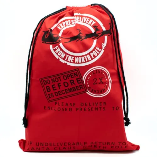 TRIXES Roter Weihnachtsstrumpf Weihnachtssack/Nikolaussack Aufbesserung Ihrer üblichen Strumpfgeschenke - ideal für Kinder oder Erwachsene, komplett mit Kordelzug