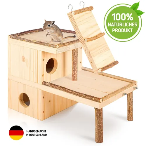 Hamsterhaus Holz Nagerhaus Hamster Zubehör Spielplatz Villa 2 Etagen handmade