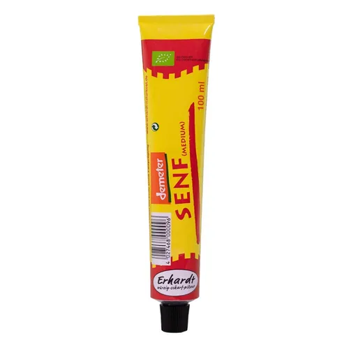 Demeter Senf (medium) 12 x 100 ml - Senf, 100% Bio-Demeter-Qualität, ideal für feine Dressings und Dips, verpackt in praktischen 100 ml Flaschen.
