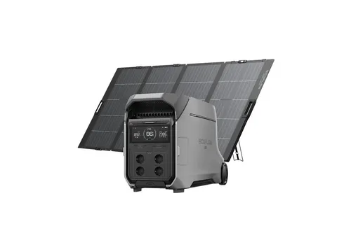 EF EcoFlow DELTA Pro 3 Tragbare Powerstation mit 400W Solarpanel - Generatoren mit erweiterbarer Kapazität bis zu 12kWh und 4000W AC-Ausgangsleistung, ideal für hohe Strombedarfe und schnelles Solaraufladen.