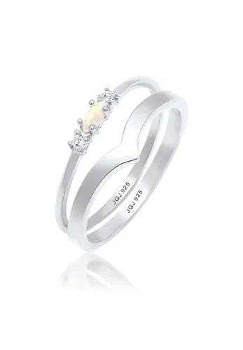Elli Ring Damen Set Marquise V-Form mit Synthetischem Opal von Elli
