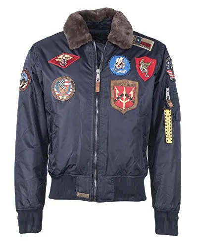 Top Gun Herren Bomberjacke Tg20192047 Navy, 3XL - Funktionsjacke von Top Gun, gut gefüttert mit typischer Ärmeltasche und abnehmbarem Kunstfellkragen für zusätzlichen Komfort und Stil.