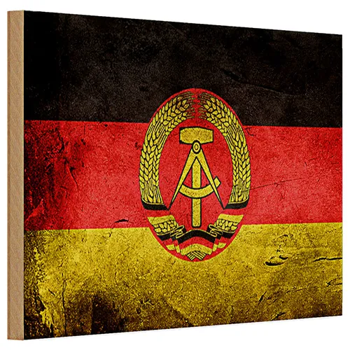 Holzschild Flagge 30x20cm DDR Fahne Wanddeko