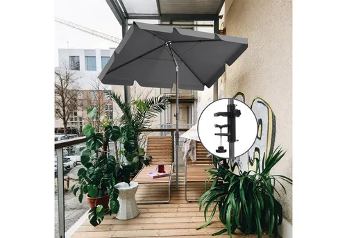 Sekey Sonnenschirm 200 × 125cm Balkonschirm rechteckig höhenverstellbar, mit Schirmhalter, LxB: 200x125 cm, mit Schutzhülle, Neigbar, UV50+ Schutz, wind- & wasserfest, für Garten