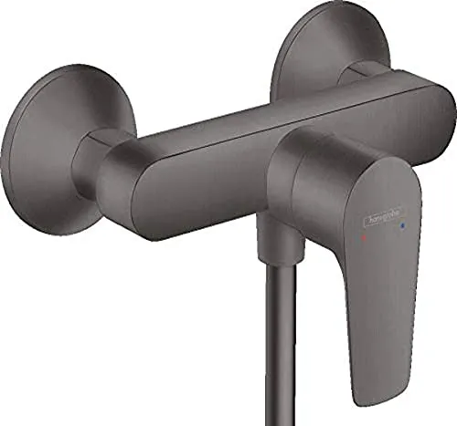 hansgrohe Duscharmatur Talis E - Aufputz Duschmischer Brushed Black Chrome - Duscharmaturen: Edle gebürstete Oberfläche in Schwarz-Chrom, einfache Bedienung mit einem Griff und einstellbare Temperaturbegrenzung für sicheres Duschen.