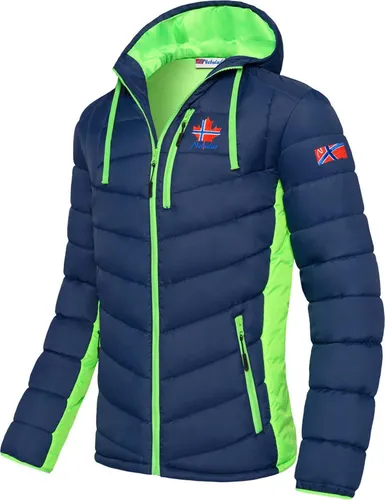 Nebulus Herren Jacke MERIK - Warme Outdoorjacke in navy-lime, Größe L - Vielseitige und praktische Übergangs- und Winterjacke aus 100% Polyester. Wärmespeichernd, windfest und wasserabweisend. Mit stylischen Reißverschlusstaschen und fester Kapuze für optimalen Komfort.