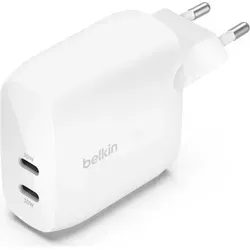 Belkin BoostCharge USB-C PD-Ladegerät 60 W mit 2 Anschlüssen - Netzteile für Handys mit 30 W PD je Port für schnelles Laden in nur 24 Minuten, ideal für Apple und Samsung Geräte, kompakt und perfekt für Reisen.