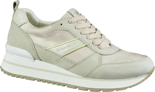 TOM TAILOR Damen Sneakers in Beige mit Memory Effekt - Sportliche Sneaker aus Textil und Synthetik für Damen, mit weicher Memory Foam Decksohle für optimalen Tragekomfort und trendigem Design.