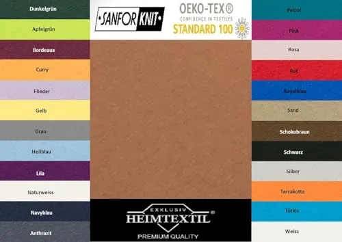 EXKLUSIV HEIMTEXTIL Marke Jersey Spannbettlaken 120 x 200 cm 100% Baumwolle Öko - Tex Zertifiziert, Markenqualität, Matratzenhöhe bis 25 cm, Nougat
