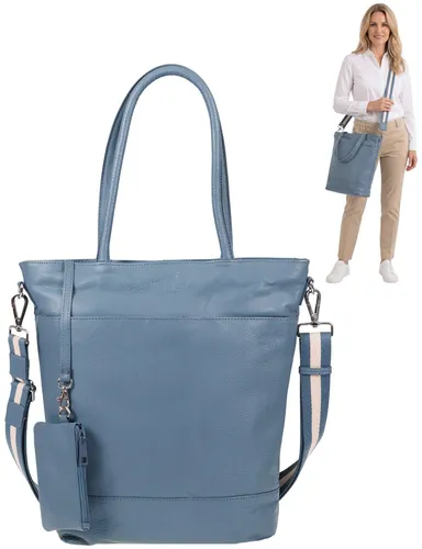 Alessandro Salvatore Damen Leder Shopper Bologna groß in blau von Alessandro Salvatore