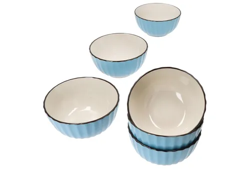 MÄSER Müslischale Mäser OSITA Hellblau Weiß 6x Müsli-Schale 450ml blau Steingut, Steingut