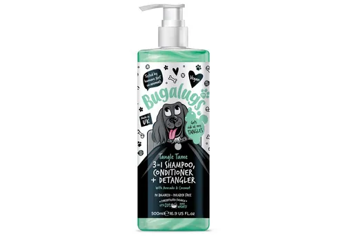 Bugalugs Tiershampoo Bugalugs Tangle Tame 3-in-1 Hundeshampoo, Pflegespülung & Entfilzer –, 500 ml, (1-St), 3-in-1-Wirkung: Reinigt, pflegt und entwirrt in einem Schritt