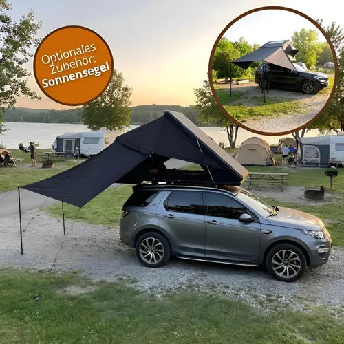 Aluminium Hardcase Autodachzelt Grün 2-3 Personen - Campingzelt für 2-3 Personen mit Memory Foam Matratze und LED-Beleuchtung. Ideal für Abenteuerreisen, wasserfest und windbeständig für jede Jahreszeit.