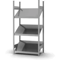 PROREGAL Schrägbodenregal 200x100x40 cm – 3 Ebenen, 100 kg Fachlast - Praktisches Schrägbodenregal für die optimale Präsentation von Behältern. Mit leicht höhenverstellbaren Ebenen und einfacher Steckmontage ist es ideal für Lagerhäuser und Werkstätten.