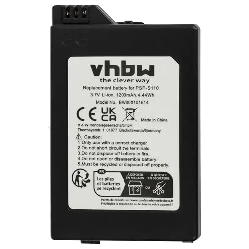 vhbw 1x Akku kompatibel mit Sony PlayStation Portable Brite PSP-3002, PSP-3004, PSP-3000, PSP-3001 Spielekonsole (1200 mAh, 3,7 V, Li-Ion)