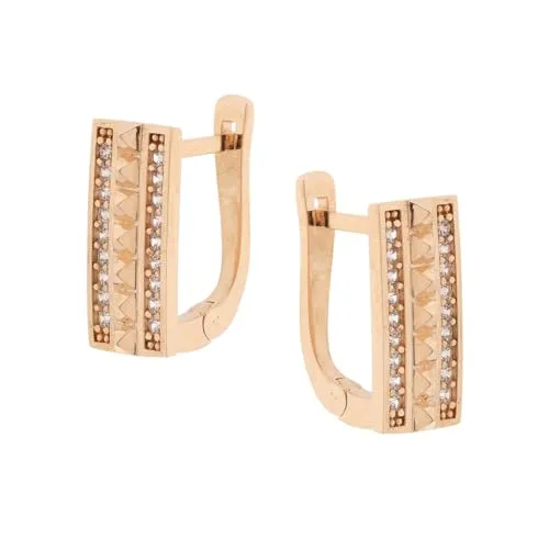 Ohrringe aus 585 Rotgold, Diamantschliff, mit Zirkonia