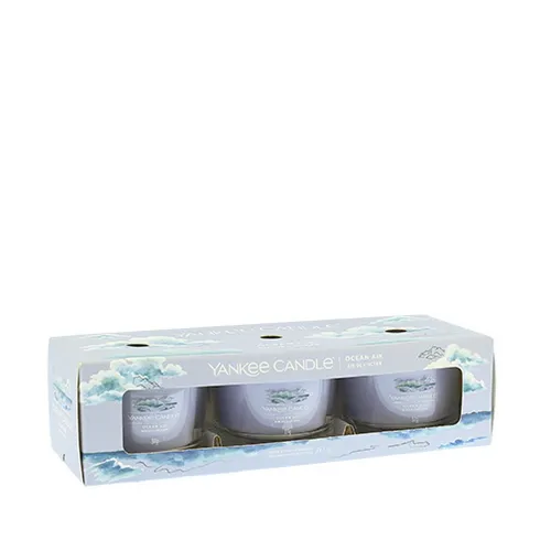 Set of votive candles in Ocean Air glass 3 x