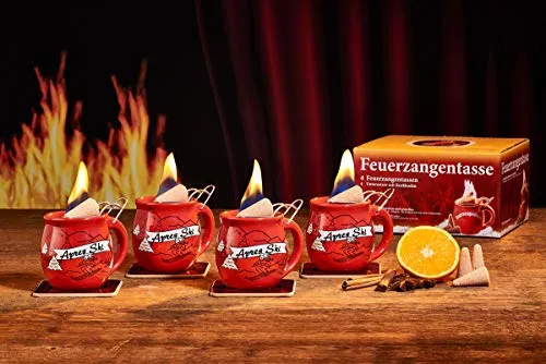 Feuerzangentasse 4er-Set, Rot/Après-Ski - für Feuerzangenbowle