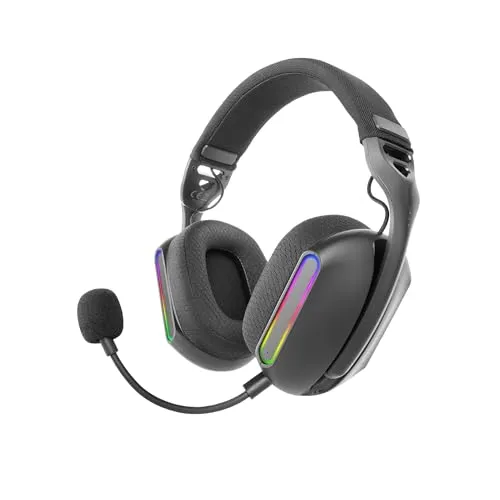 Mars Gaming MHW-PRO Kabelloses Gaming-Headset - Kopfhörer mit 7.1 Surround Sound und 40 Stunden Akkulaufzeit für ein immersives Gaming-Erlebnis; ultraleichtes, ergonomisches Design mit ARGB-Beleuchtung und dualem Mikrofon.