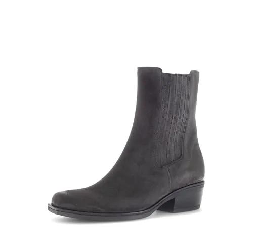Gabor Damen Chelsea Boots, Frauen Stiefeletten,Kurzstiefel,Schlupfstiefel,flach,Passform,Comfort,Optifit,breit,Dark Grey(gebürs.),38 EU / 5 UK