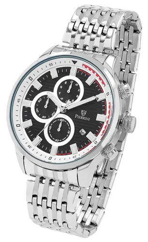 Pierrini Herren Chronograph – Sportlich-elegante Edelstahl Armbanduhr mit Stoppuhr - Armbanduhren für Herren mit 45 mm Edelstahlgehäuse, lumineszierenden Zeigern und 3 ATM wasserdicht – ideal für Business und Freizeit.