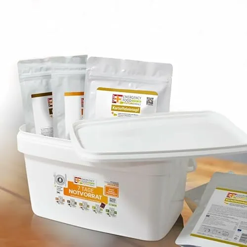 CONVAR 7 Tage Notvorrat - 12 Komplettgerichte + 5 Energieriegel - Fertiggerichte für Notfälle, ideal zur Vorbereitung auf Katastrophen. Versorgt eine Person 7 Tage mit 1.300 kcal pro Tag. Einfach zuzubereiten mit heißem Wasser.