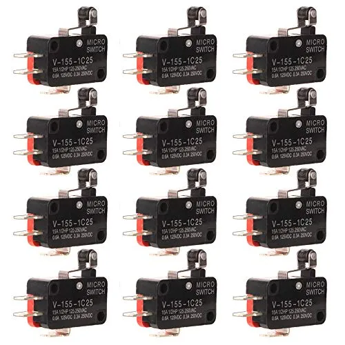 Gebildet 12stücke V-155-1C25 Momentan Mini Mikroschalter, Lange Scharnierrolle Endschalter, 3Pin 125V 250V SPDT Snap Aktion Viel, Geräte und Elektronische Geräte