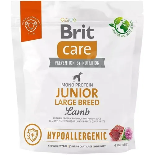 BRIT CARE Dog Hypoallergenic Junior Large Breed Lamb 12kg - Hundefutter für große Rassen, hypoallergen mit Lamm und Reis, speziell für junge Hunde von 3 Monaten bis 2 Jahren. Optimal für eine gesunde Entwicklung.