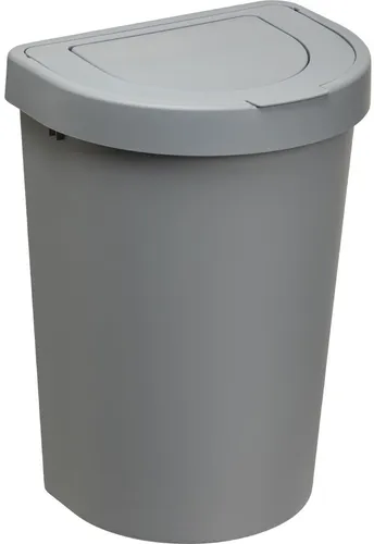 plast team Abfalleimer SEATTLE 25 Liter silber - Mülleimer SEATTLE, 25 L - Elegantes Design mit praktischem 2-teiligen Deckel für müheloses Entsorgen kleiner und großer Abfälle. Ideal für Küche und Bad.