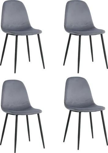 Lina® Napoli Esszimmerstuhl, komfortabler Sitz für Wohnzimmer und Esszimmer, Samtbezug - 4er Set - Grau