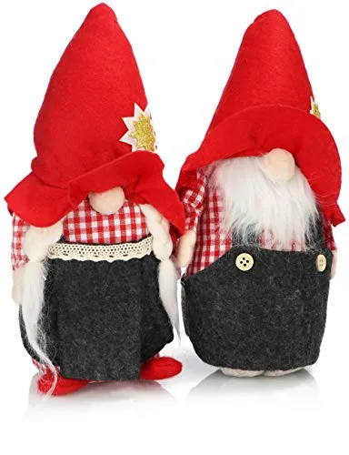 com-four® 2X Premium Weihnachts-Wichtelpaar Gr.M für die Weihnachtsdeko, Alpine Figuren als winterliche Dekoartikel, Niedlicher Kantenhocker als Raumschmuck oder Geschenk