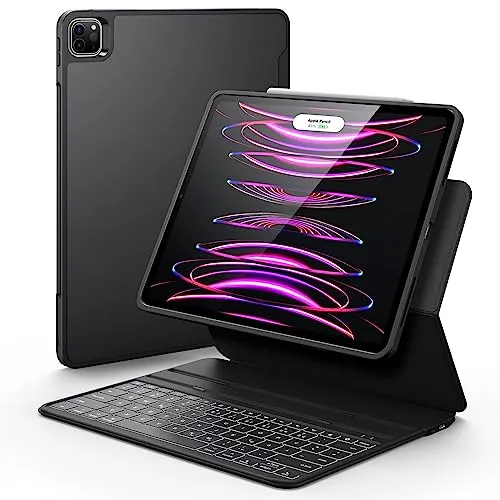 ESR Ascend Tastatur Hülle Lite, iPad kompatibel mit iPad Pro 12.9 2022/2021, magnetische abnehmbare Hülle, Einstellbarer Hoch-/Querformatmodus, leicht und tragbar, Schwarz