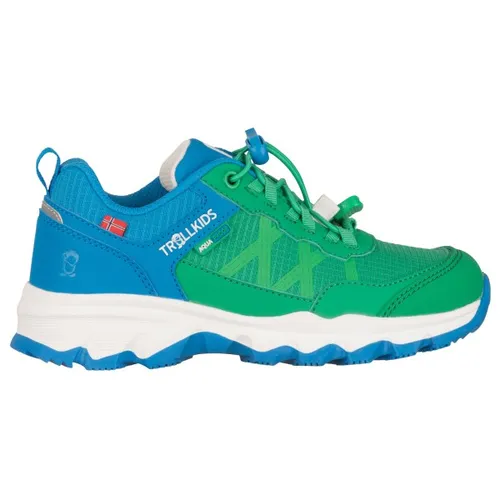 Trollkids Wanderschuhe Trolltunga Hiker Low XT - Grün, Größe 33 - Wasserdichte Wanderschuhe mit Schnellverschluss und verstärkten Kappen. Ideal für Abenteuer in der Natur, bieten sie hohen Tragekomfort und eine sichere Passform.