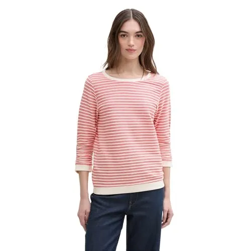 TOM TAILOR Denim Sweatshirt mit gestreifter Optik und gerafften Ärmeln - Funktionsjacken: Stylisches Sweatshirt mit maritimen Streifen, elastischem Material für optimalen Tragekomfort und vielseitige Kombinationsmöglichkeiten.
