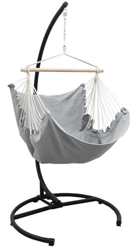 AMANKA Hängesessel mit Gestell - Ultra-bequemer Outdoor Relaxsessel - Hängesessel für drinnen und draußen, mit stabilem Gestell für individuelle Höhenanpassung. Ideal zum Entspannen und Rückenschonen - der perfekte Rückzugsort!