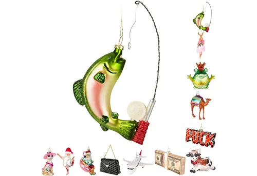 BRUBAKER Weihnachtsbaumkugel Handbemalte Weihnachtskugel - viele lustige Motive - Glas Baumkugel (1 St), Christbaumschmuck Figuren Deko Anhänger Christbaumkugel Weihnachtsdeko