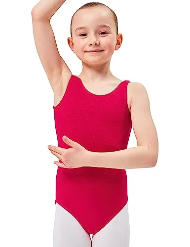 tanzmuster Ballettanzug Mädchen ärmellos - Lissy - weiche Baumwolle - Ballettbody Kinder Ballett Trikot in pink, 164/170