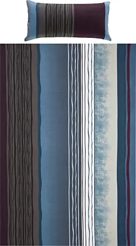REDBEST Bettwäsche Bettgarnitur Single-Jersey blau-anthrazit 40x80 cm / 155x200 cm