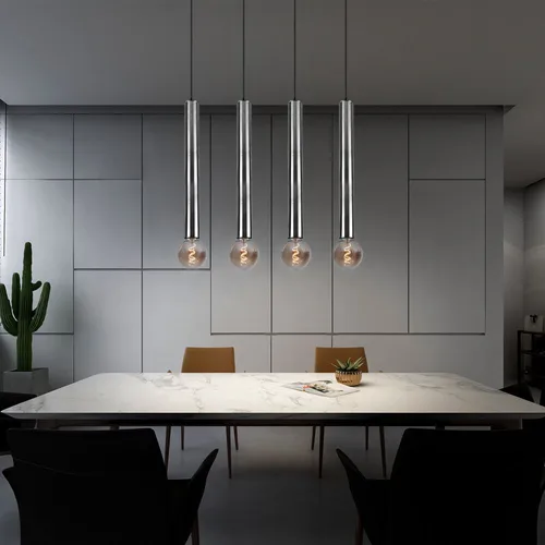 Pendelleuchte Nickel matt 4-flammig – Höhenverstellbare Hängelampe im skandinavischen Design - Lampen – Zeitlose Pendelleuchte aus Metall in Nickel matt, höhenverstellbar und ideal für vielseitige Einsatzmöglichkeiten in Küche und Wohnbereich.