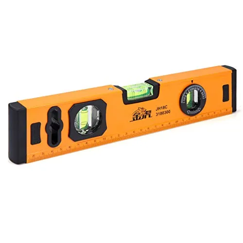 Siumir Kleine Wasserwaage 30 cm Magnetischer Wasserwaage mit 3 Libellen für Messungen von 180°, 90° und 45°